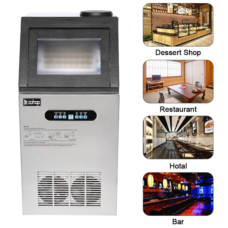 ZOKOP 495W Stainless Steel Commercial Ice Machine