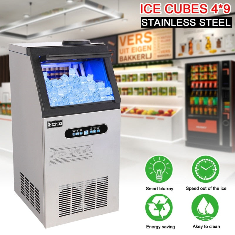 ZOKOP 495W Stainless Steel Commercial Ice Machine
