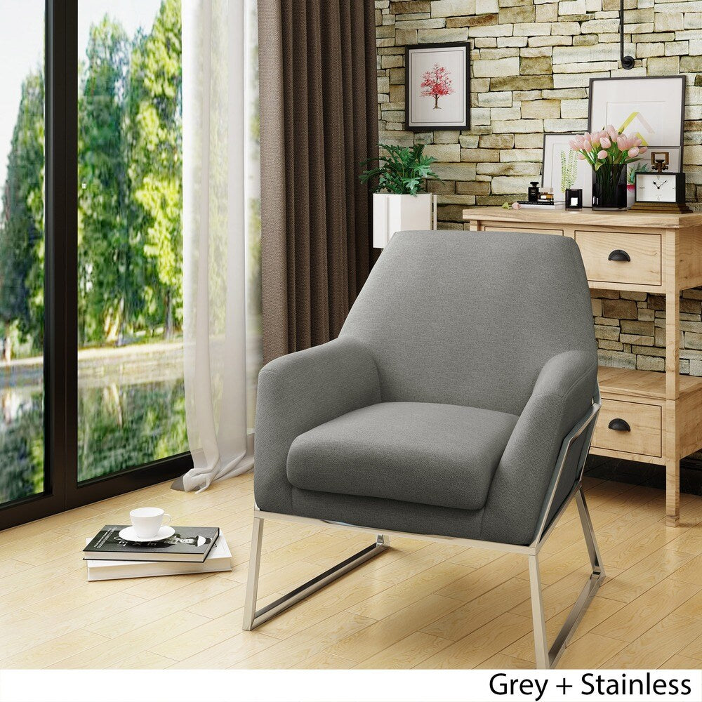 Zahara Modern Fabric Stainless Steel Chair by Christopher Knight Home