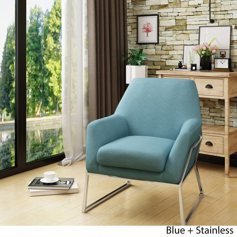 Zahara Modern Fabric Stainless Steel Chair by Christopher Knight Home