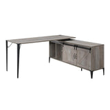 Zakwani 65 in. L-Shaped Gray Oak and Black Finish Wood Writing Desk with Shelves