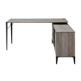 Zakwani 65 in. L-Shaped Gray Oak and Black Finish Wood Writing Desk with Shelves