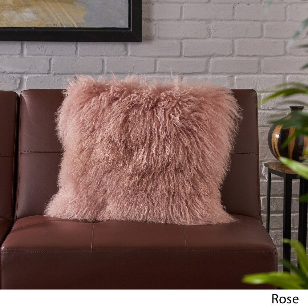 Zally Glam Shaggy Lamb Fur 20-Inch Square Throw Pillow by Christopher Knight Home