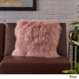 Zally Glam Shaggy Lamb Fur 20-Inch Square Throw Pillow by Christopher Knight Home