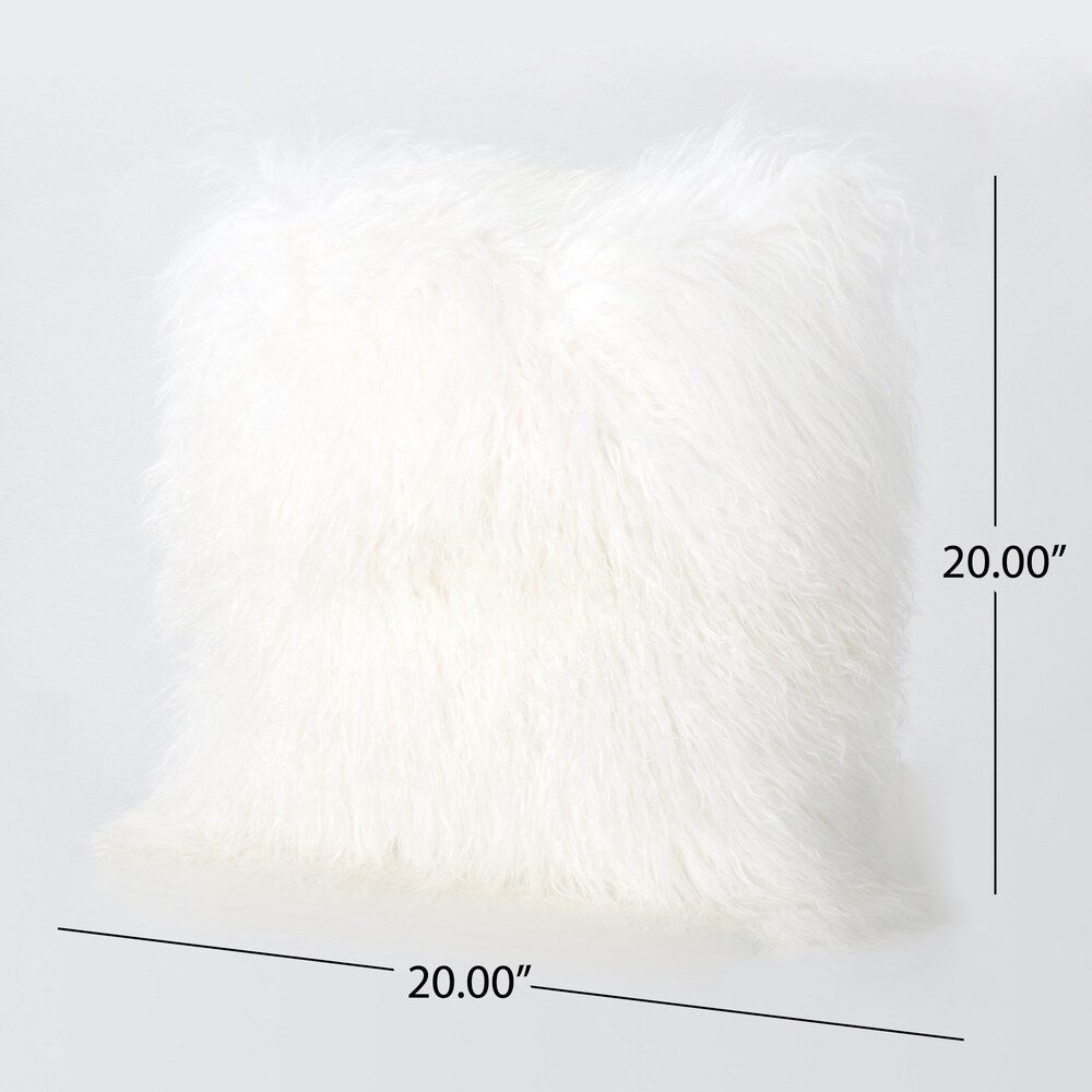 Zally Glam Shaggy Lamb Fur 20-Inch Square Throw Pillow by Christopher Knight Home