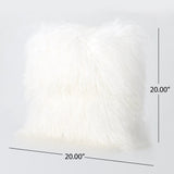 Zally Glam Shaggy Lamb Fur 20-Inch Square Throw Pillow by Christopher Knight Home