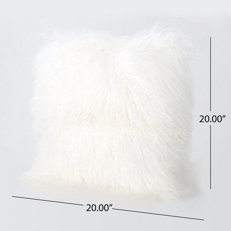 Zally Glam Shaggy Lamb Fur 20-Inch Square Throw Pillow by Christopher Knight Home