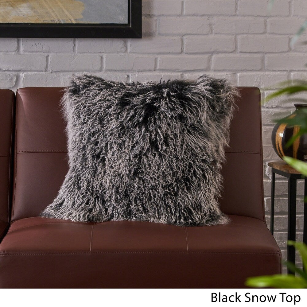 Zally Glam Shaggy Lamb Fur 20-Inch Square Throw Pillow by Christopher Knight Home