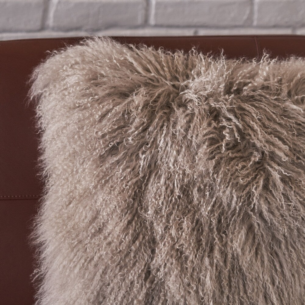 Zally Glam Shaggy Lamb Fur 20-Inch Square Throw Pillow by Christopher Knight Home