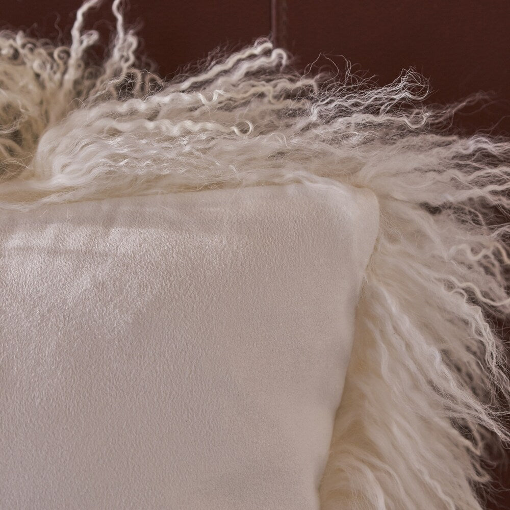 Zally Glam Shaggy Lamb Fur 20-Inch Square Throw Pillow by Christopher Knight Home