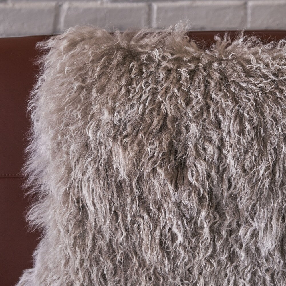 Zally Glam Shaggy Lamb Fur 20-Inch Square Throw Pillow by Christopher Knight Home