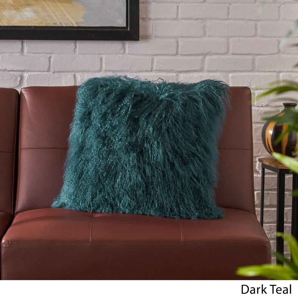 Zally Glam Shaggy Lamb Fur 20-Inch Square Throw Pillow by Christopher Knight Home