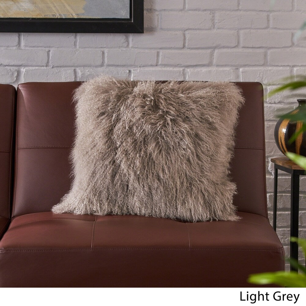 Zally Glam Shaggy Lamb Fur 20-Inch Square Throw Pillow by Christopher Knight Home