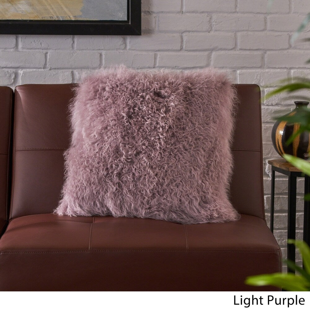 Zally Glam Shaggy Lamb Fur 20-Inch Square Throw Pillow by Christopher Knight Home