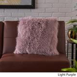 Zally Glam Shaggy Lamb Fur 20-Inch Square Throw Pillow by Christopher Knight Home