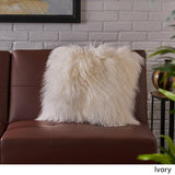 Zally Glam Shaggy Lamb Fur 20-Inch Square Throw Pillow by Christopher Knight Home