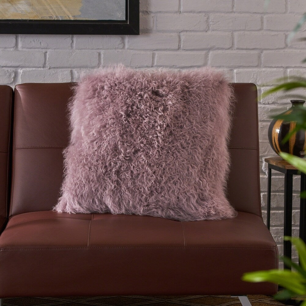 Zally Glam Shaggy Lamb Fur 20-Inch Square Throw Pillow by Christopher Knight Home
