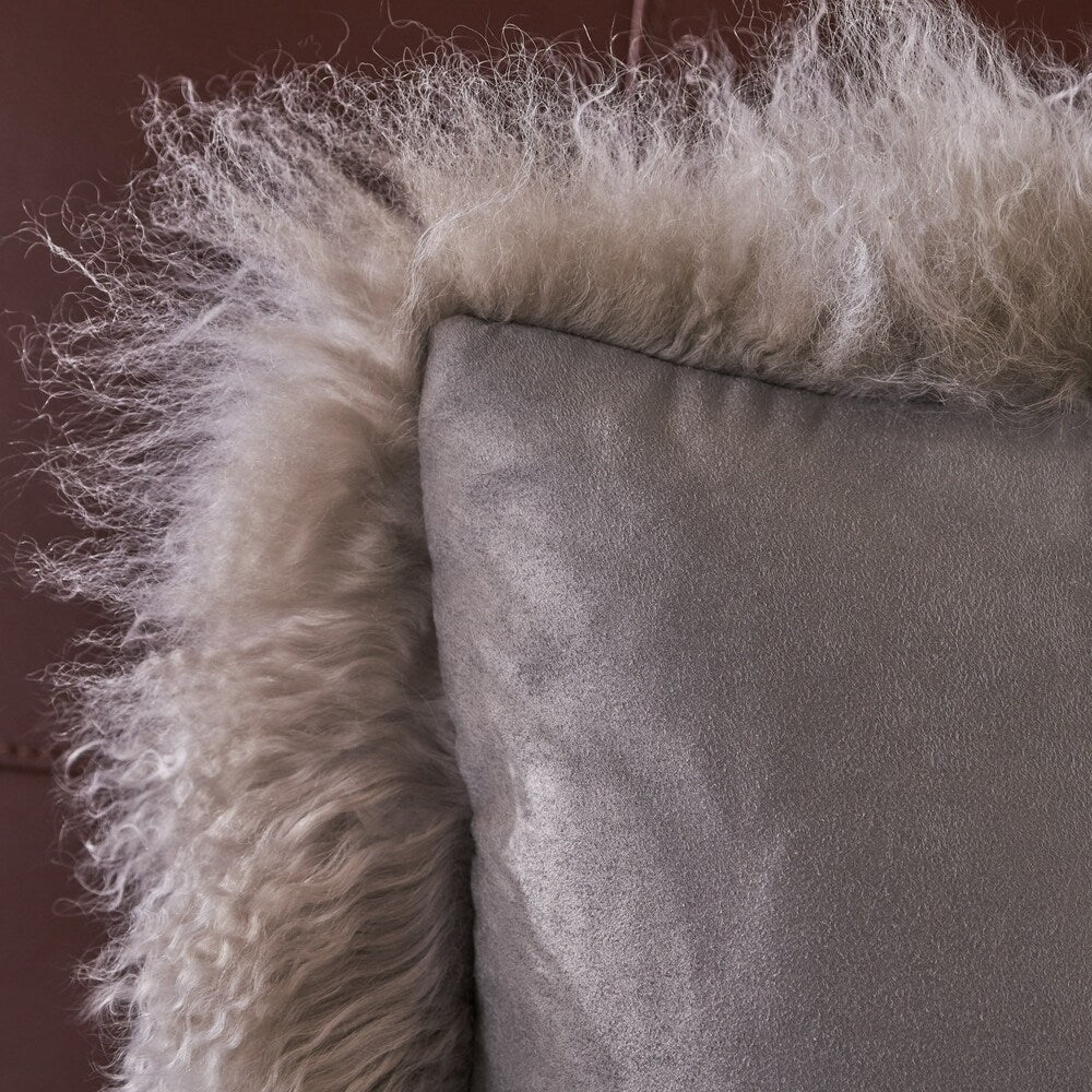 Zally Glam Shaggy Lamb Fur 20-Inch Square Throw Pillow by Christopher Knight Home
