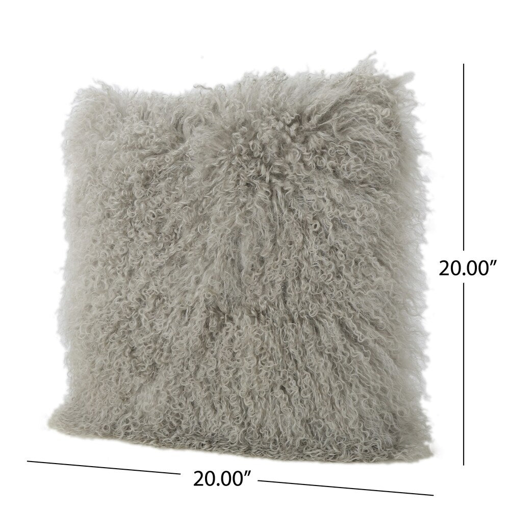 Zally Glam Shaggy Lamb Fur 20-Inch Square Throw Pillow by Christopher Knight Home