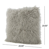 Zally Glam Shaggy Lamb Fur 20-Inch Square Throw Pillow by Christopher Knight Home