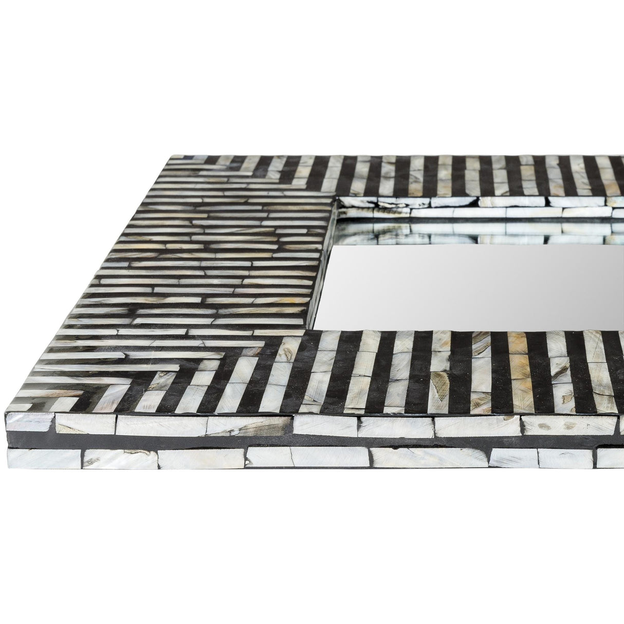 Zamora Black Multi Striped Shell Rectangular Wall Mirror