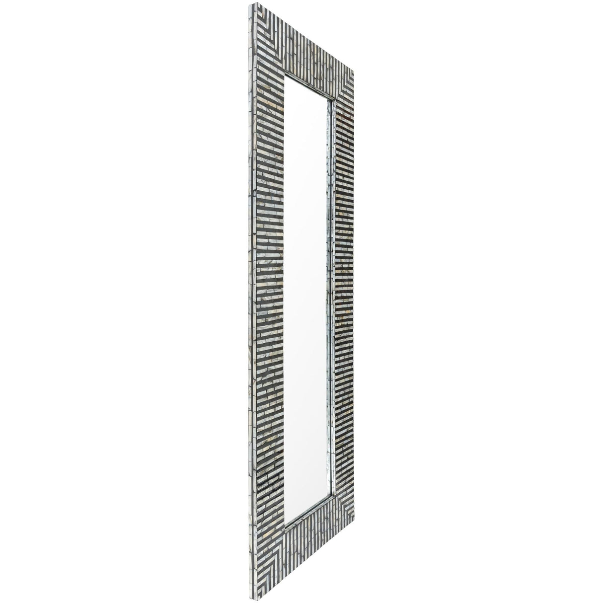 Zamora Black Multi Striped Shell Rectangular Wall Mirror