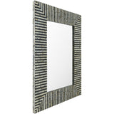 Zamora Black Multi Striped Shell Rectangular Wall Mirror