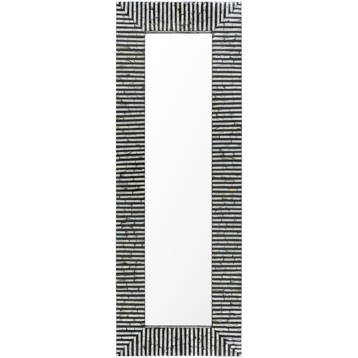 Zamora Black Multi Striped Shell Rectangular Wall Mirror