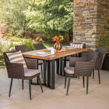 Zander Outdoor Dining Set with Dining Table and Bench/Wicker Dining Chairs by Christopher Knight Home