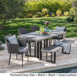 Zander Outdoor Dining Set with Dining Table and Bench/Wicker Dining Chairs by Christopher Knight Home