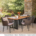 Zander Outdoor Dining Set with Dining Table and Bench/Wicker Dining Chairs by Christopher Knight Home