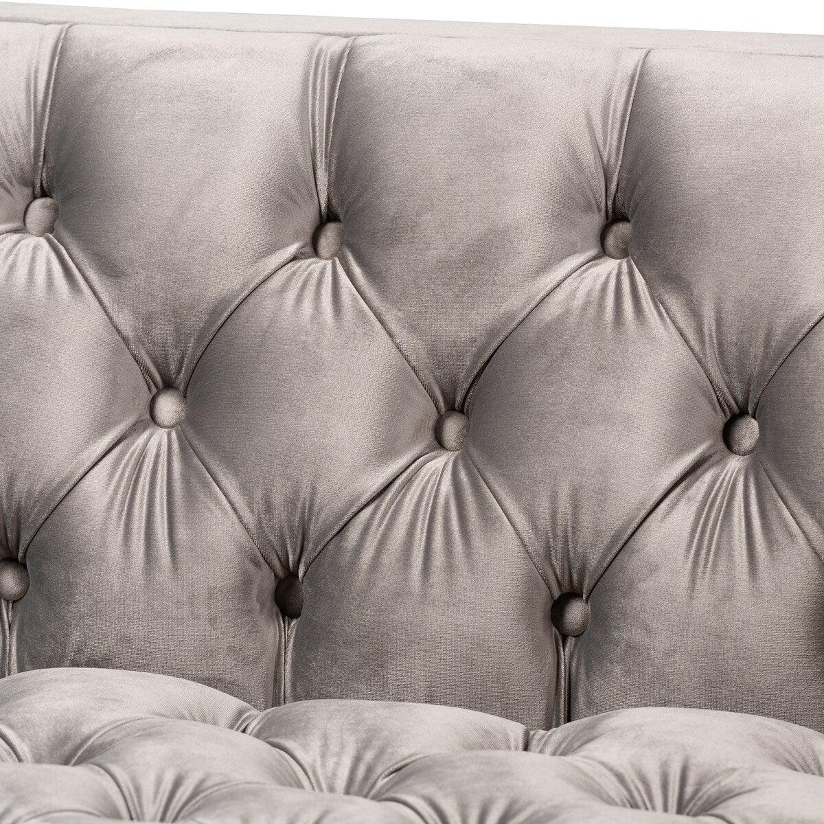 Zanetta Glam and Luxe Gray Velvet Upholstered Gold Finished 2-Piece Sofa and Lounge Chair Set