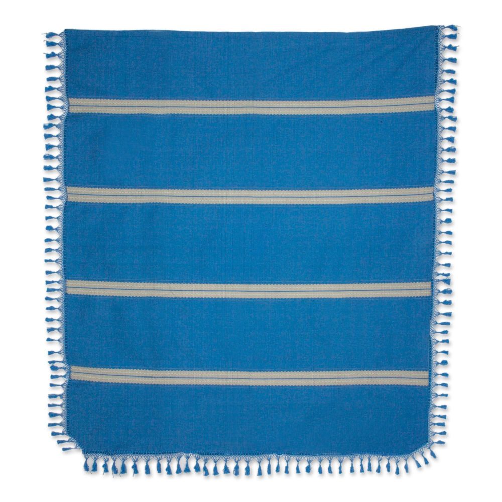 Zapotec Cotton Bedspread, 'Oaxaca Ocean'