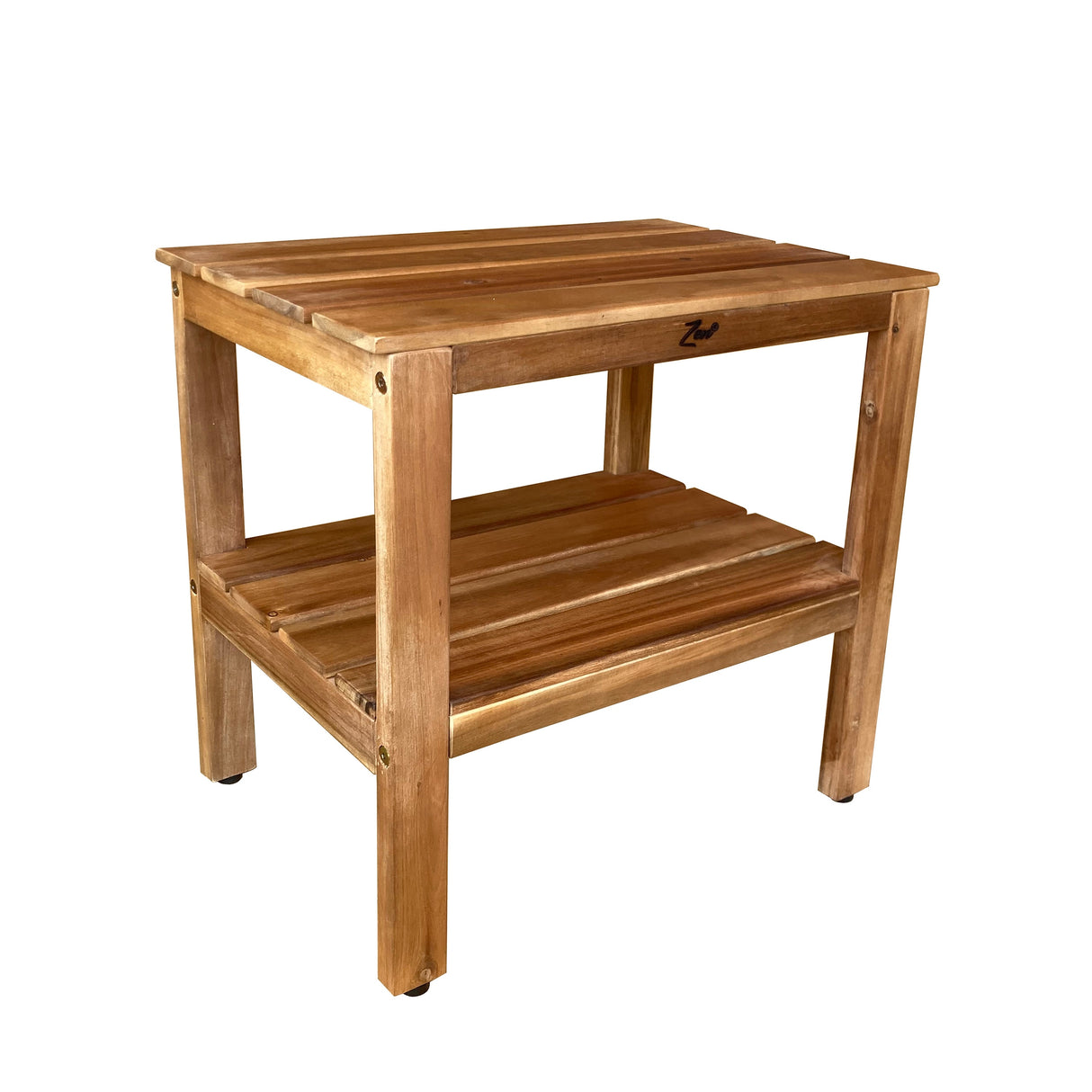 Zen® Acacia 18" Length Shower Bench with Shelf - 18"T x 18"W x 11.8"D