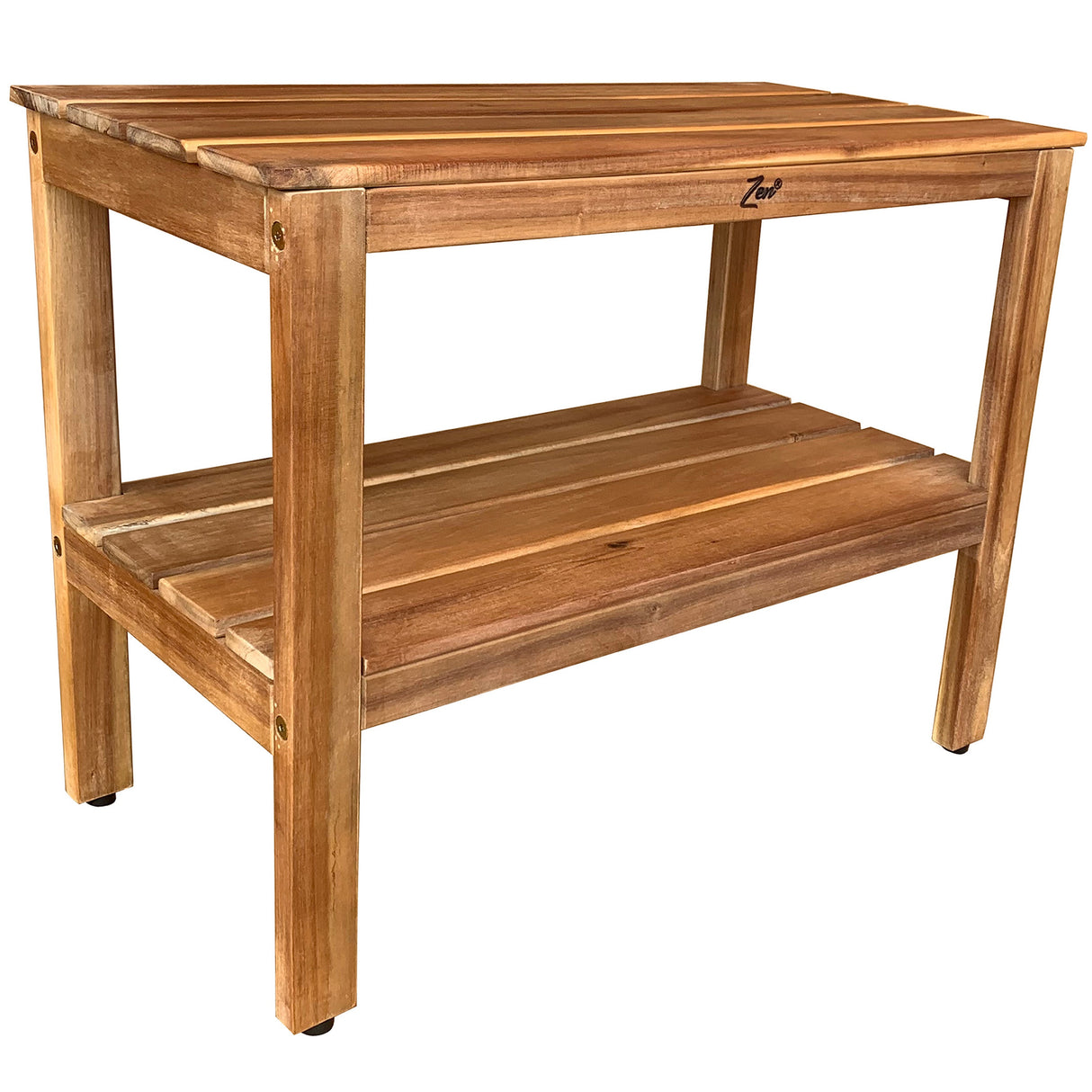 Zen® Acacia 18" Length Shower Bench with Shelf - 18"T x 18"W x 11.8"D