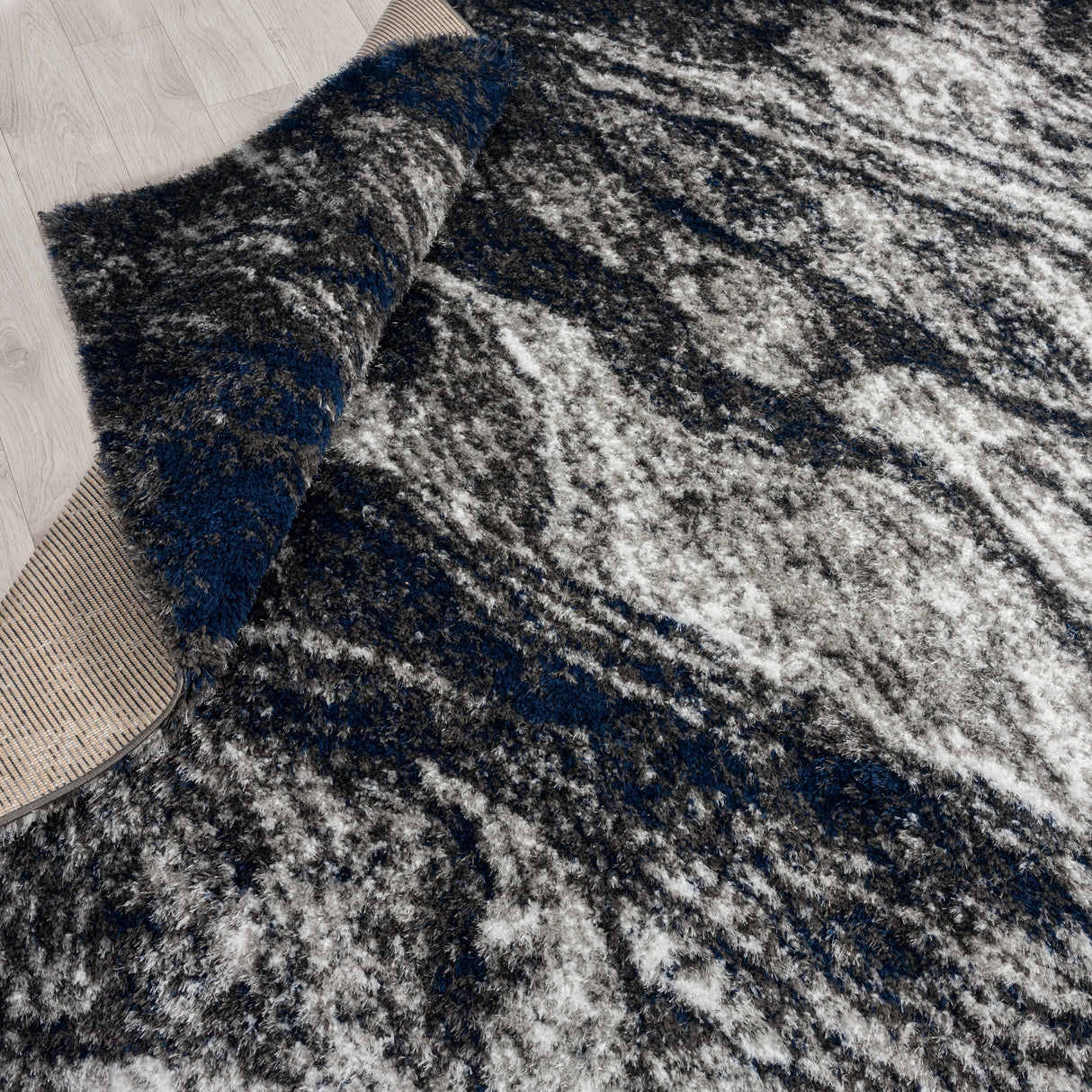 Zenith Abstract Shag Grey Area Rug