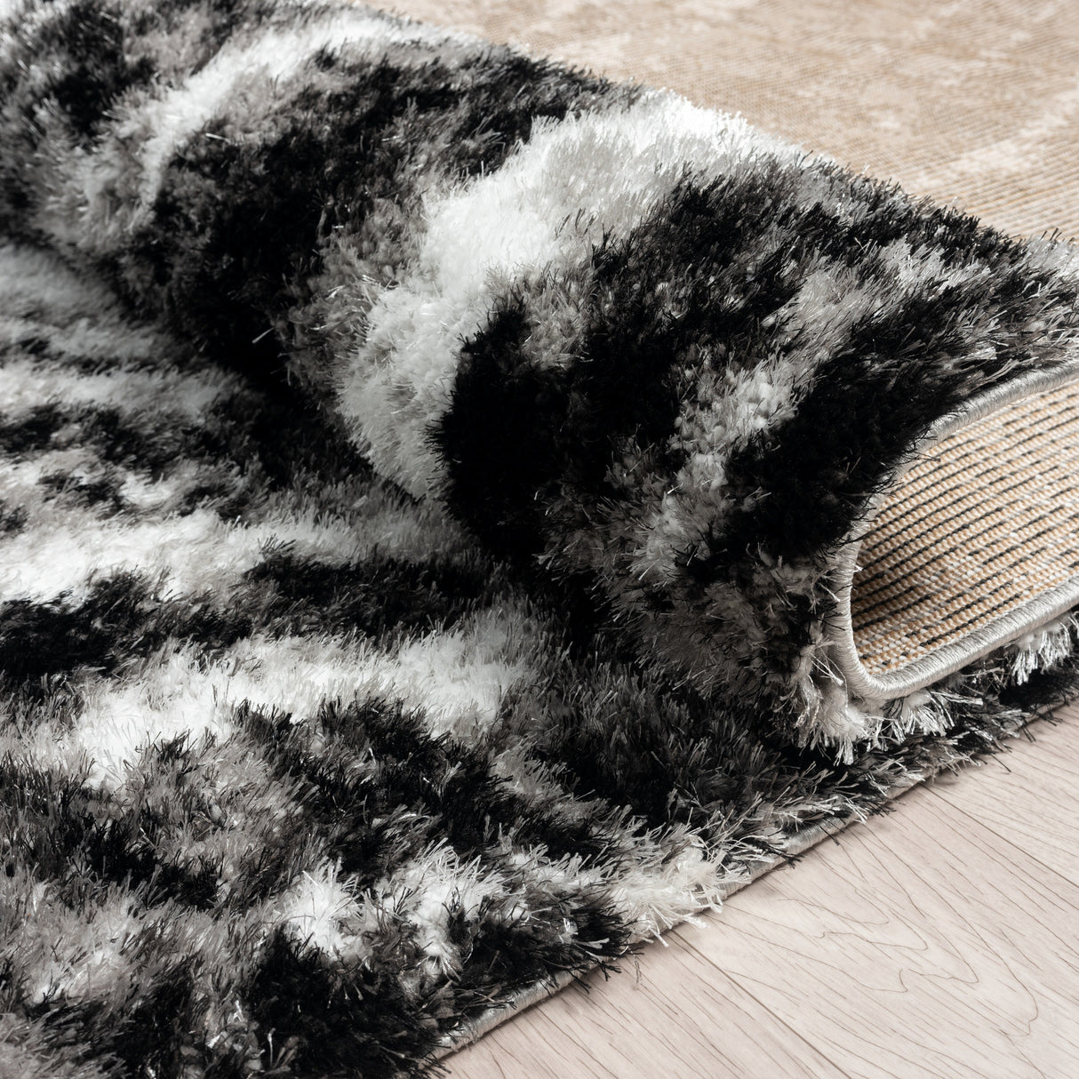 Zenith Abstract Shag Grey Tones Area Rug