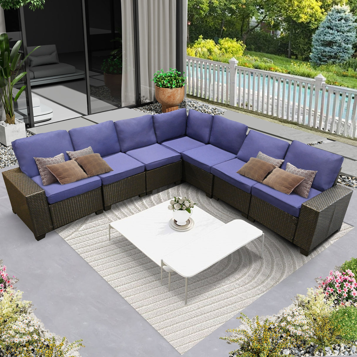 Zenova Patio Conversation Sets,Wicker Rattan Chairs Sofa Sets,Patio Furniture Seating