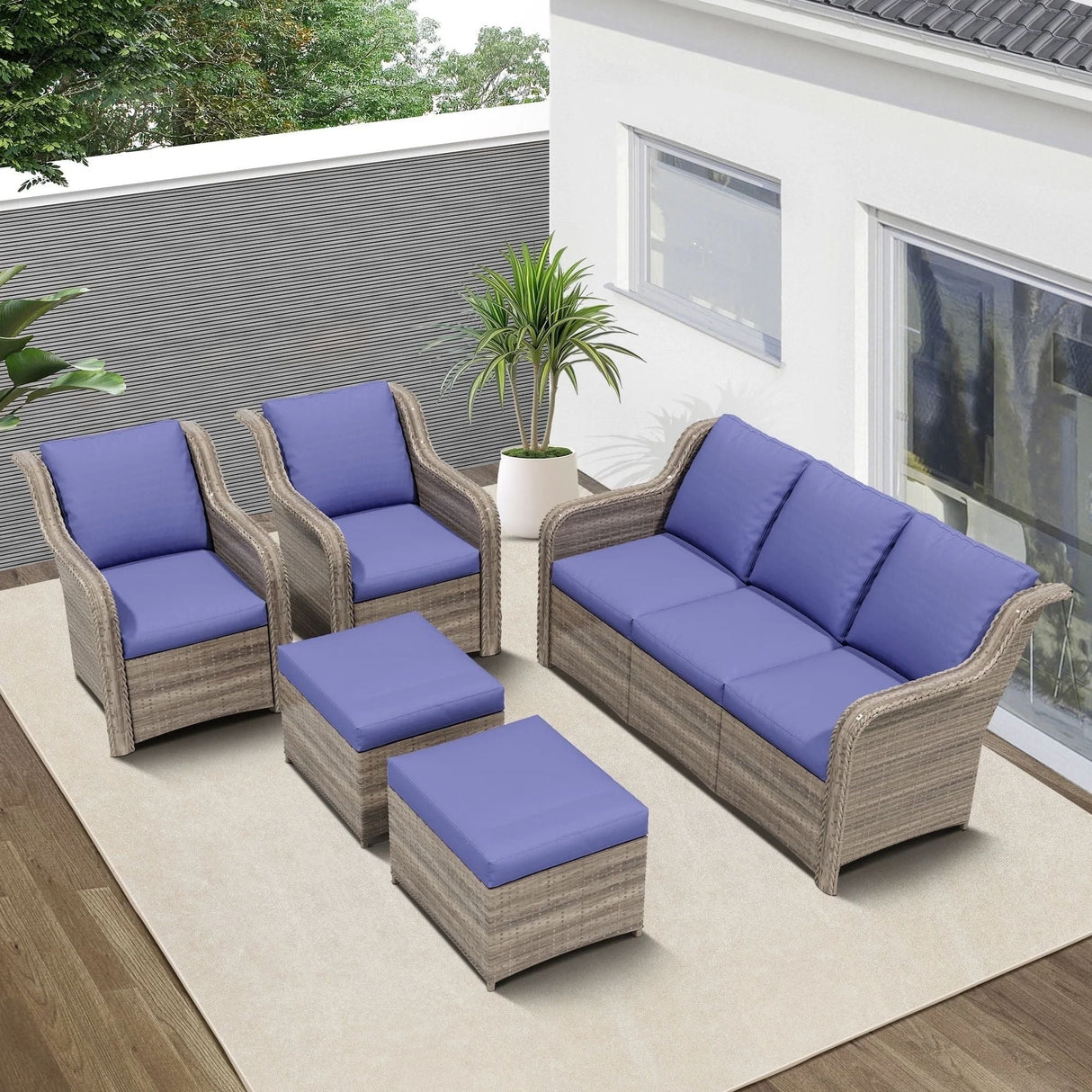 Zenova Patio Conversation Sets,Wicker Rattan Chairs Sofa Sets,Patio Furniture Seating