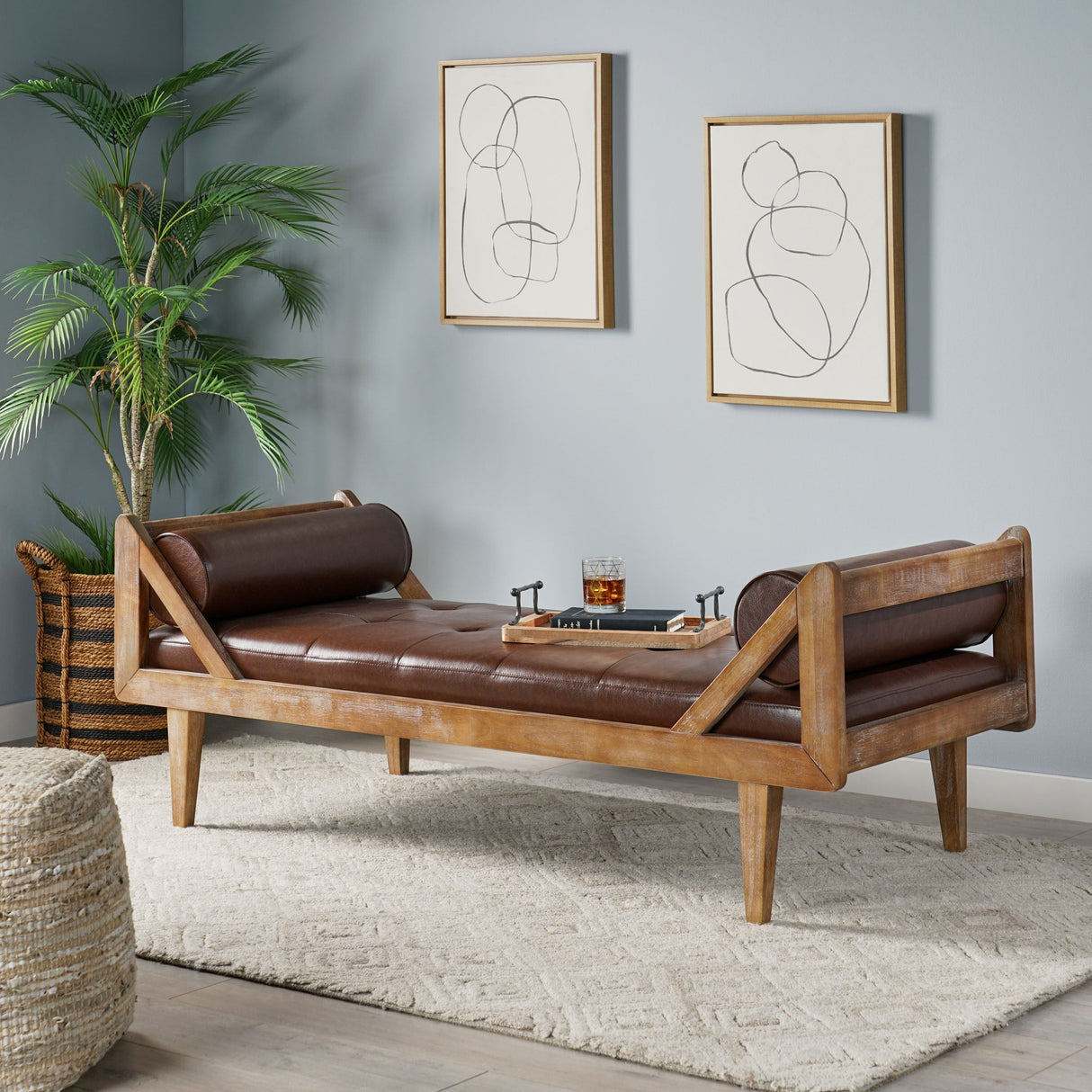 Zentner Rustic Tufted Double End Chaise Lounge by Christopher Knight Home - 65.25" L x 27.50" W x 24.00" H