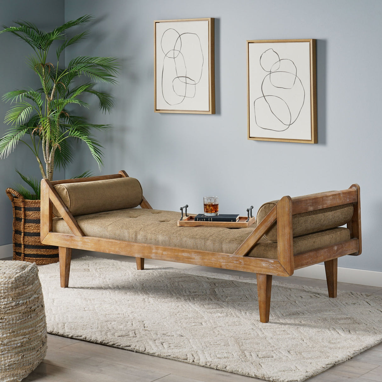 Zentner Rustic Tufted Double End Chaise Lounge by Christopher Knight Home - 65.25" L x 27.50" W x 24.00" H
