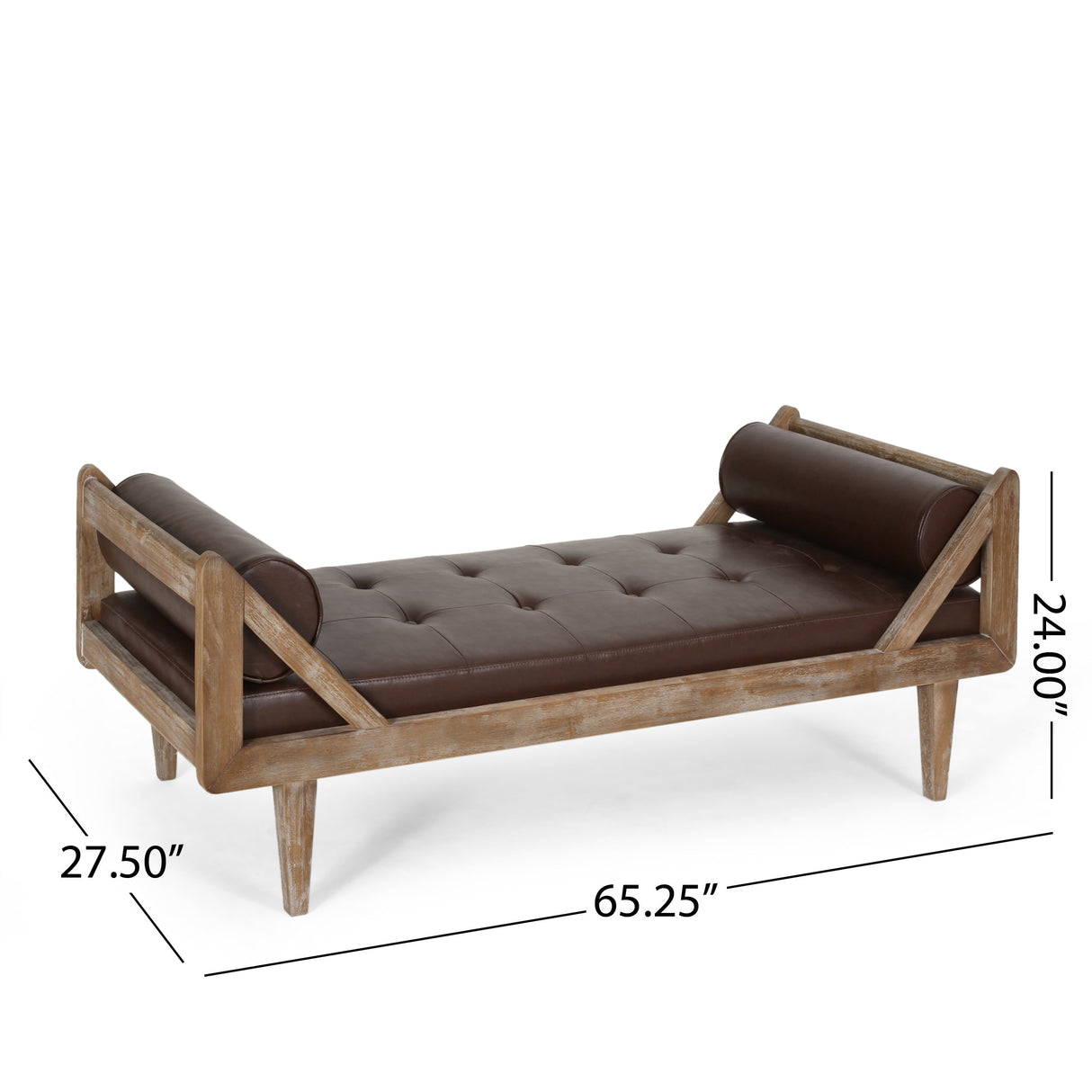 Zentner Rustic Tufted Double End Chaise Lounge by Christopher Knight Home - 65.25" L x 27.50" W x 24.00" H