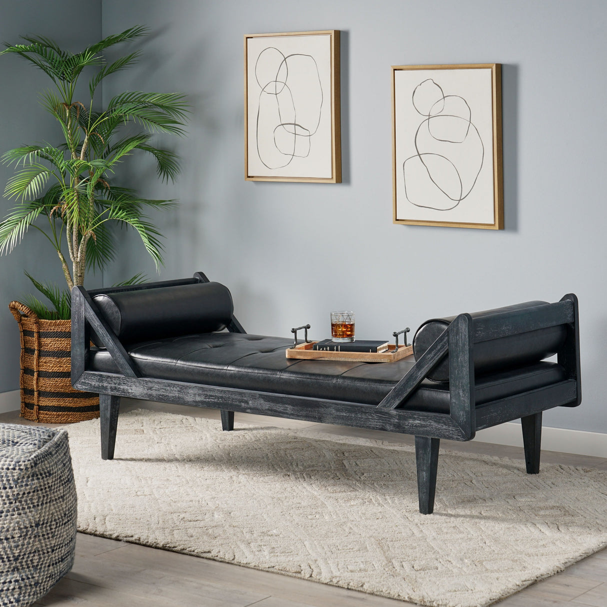 Zentner Rustic Tufted Double End Chaise Lounge by Christopher Knight Home - 65.25" L x 27.50" W x 24.00" H