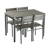 Zenvida Dining Table Set For 4, Rustic Grey 5 Piece Dinette Set Kitchen Table 4 Chairs