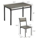 Zenvida Dining Table Set For 4, Rustic Grey 5 Piece Dinette Set Kitchen Table 4 Chairs
