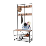 Zenvida Hall Tree Entryway Bench Shoe Storage Coat Rack Shelves Metal Frame