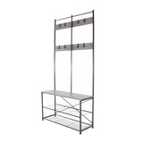 Zenvida Hall Tree Entryway Bench Shoe Storage Coat Rack Shelves Metal Frame