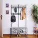 Zenvida Hall Tree Entryway Bench Shoe Storage Coat Rack Shelves Metal Frame