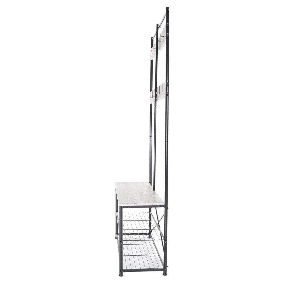 Zenvida Hall Tree Entryway Bench Shoe Storage Coat Rack Shelves Metal Frame