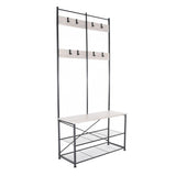 Zenvida Hall Tree Entryway Bench Shoe Storage Coat Rack Shelves Metal Frame